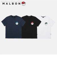 เสื้อยืดเสื้อเบลเซอร์บุรุษ MALBON Golf สีทึบพิมพ์ลายคอกลมสำหรับทั้งหญิงและชายเกาหลีเสื้อตัวบนใส่ไปสนามกอล์ฟเสื้อนอกหลวม