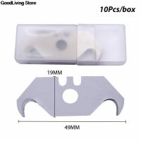 【YF】 10pcs/set Heavy Duty Steel Material Hook Blades Utility Spare Parts Pocket Pointed Blade Cutter Tool Replacement
