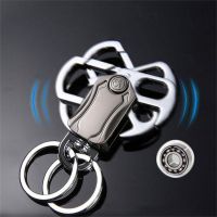 Creative Multifunctional Keychain Mens Waist Hanging Fingertip Gyro Belt Knife Metal Key Chain Ring Small Gift Car Pendant