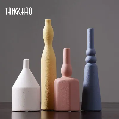 Morandi Color Flower Vase Nordic Creative Modern Ceramics Vase Flower Arrangement Pot Living Room Cabinet Desktop Decoration