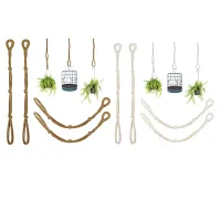 4 Pieces Macrame Beige Plant Hanger Extender Rope Plant Hanging Basket Extender Hanging Plant Pot Holders