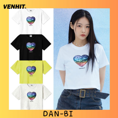 g2ydl2 [VENHIT] เสื้อครอปแขนสั้น ลายหัวใจ สีรุ้ง สไตล์เกาหลี สําหรับผู้หญิง 4 สี 3 ขนาด