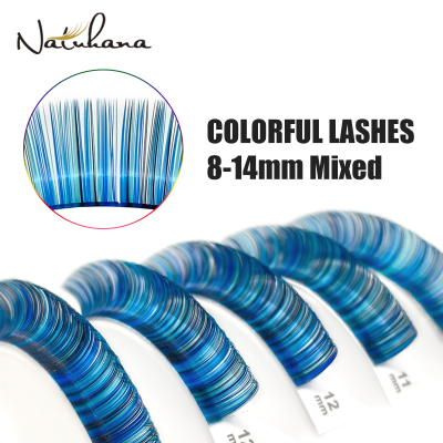 NATUHANA ขนตาคละสีขนตาปลอมขนมิงค์ขนตาสีรุ้ง8-14mixed แต่งหน้า Cilios