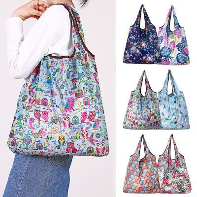 Shopping Bag Foldable Portable Handbag Large-capacity Eco-friendly Supermarket Shopping Bag Women Shoulder Bag Home Organization
