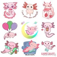 【CW】☈◐✳  Axolotl Cartoon Patches for Transfer Thermal Stickers Kid T Iron on Jacket Appliqued