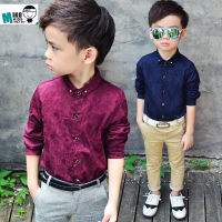 buying 2-10 years baby shirt for party new children long sleeve shirts retail kids clothing tops Dark pattern Gentle Boys Shirts