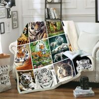 New Animal Tiger 3D printed fashion sofa bed blanket arm Sherpa fleece blanket