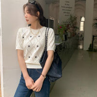 Gakki เสื้อยืดแขนสั้นผู้หญิง เสื้อปักไหมพรมผ้าฝ้าย ผ้านิ่มใส่สบาย ฟรีไซส์ สีพื้นพร้อมส่ง 1509#