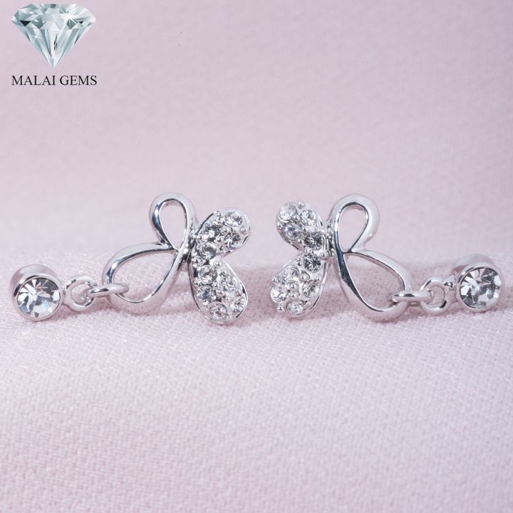 malai-gems-ต่างหูเพชร-เงินแท้-silver-925-เพชรสวิส-cz-เคลือบทองคำขาว-รุ่น-31000830-แถมกล่อง-ต่างหูcz-ต่างหูเงินแท้