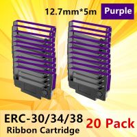 10~20PK Ribbon ERC-30 ERC-34 ERC-38 Cash Register Cartridge Use for TM-U200,TM-U200A,TM-U200B,TM-U200D (Purple 12.7mm*5m)