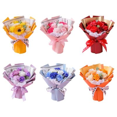 [AYIQ Flower Shop] สบู่อาบน้ำช่อดอกไม้ประดิษฐ์ดอกกุหลาบประดิษฐ์สำหรับตกแต่งงานแต่งงาน