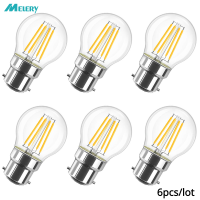 B22 Filament หลอดไฟ LED 4W หลอดไส้ G45 2700K Warm White เปลี่ยน40W Rustic Clear Energy Class A 6แพ็ค