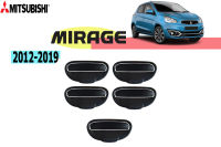 Mitsubishi Mirage 2012-2019 เบ้า+ครอบมือจับประตู+เบ้าท้าย สีดำด้าน (10ชิ้น)