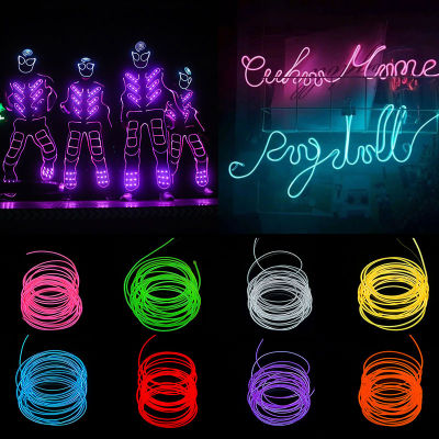 1M3M5M Glow EL สายไฟ LED Neon Light คริสต์มาสงานแต่งงาน Dance Party Decor DIY เครื่องแต่งกายเสื้อผ้า Glow In The Dark Supplies