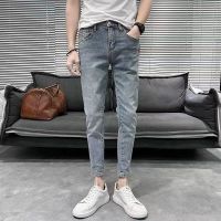 ∏♧ Nine-point jeans mens autumn thin section elastic slim feet 2022 new retro trendy nine-point pants mens pants