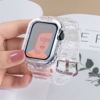 สร้อยข้อมือ Pita Berkelip เคสสำหรับ Apple Watch สำหรับผู้หญิง,41มม. 45มม. 42 38 44 40ลูกอมใสสำหรับ IWatch Series 8 7 6 SE 5 4 3