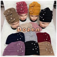 【YF】 2023 New Personality Fashionable Muslim Women Headscarf Space Layer Fabric Applique Headwear Solid Indian Bean Hair Hat Lady