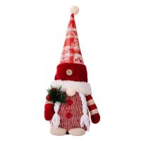 OSMAN Gnomes Santa Figurine Plaid Snowflake Hat ของขวัญตกแต่งบ้านคริสต์มาส,ทำด้วยมือล้วนๆ,การออกแบบที่น่ารัก