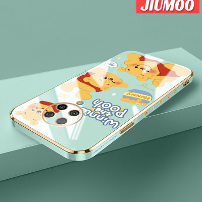 เคส JIUMOO สำหรับ Xiaomi MI POCO F2 Pro Redmi K30 Pro ซูมการ์ตูนช้อนส้อมมีดหมีพูห์วินนี่เคสโทรศัพท์ชุบหรูหราบางใหม่เคสป้องกันเลนส์กล้องคลุมทั้งหมดรูปแบบเคสซิลิโคนนิ่มกันกระแทก