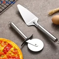 Pizza Knife Cutter Sets Shovel 1Pcs Kitchen Accesories Gadget Bakeware Double Roller Cut Tools Stainless Steel for Pizza Waffle
