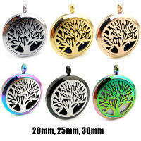 พร้อมโซ่ของขวัญTree of Life 20 มม.25 มม.30 มม.สแตนเลสสตีลน้ำมันหอมระเหยLocketน้ำหอมDiffuserสร้อยคอ-Jezker