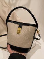 This years popular bag womens 2023 new canvas shoulder handbag Korean high-end sense all-match crossbody bucket bag 【QYUE】