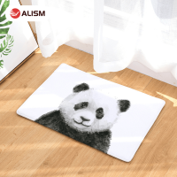 New Cartoon Flannel Anti-Slip Entrance Door Mat Cute Panda Absorb Water Bath Mat Doormat Floor Mat Car Kitchen Rug Bedroom