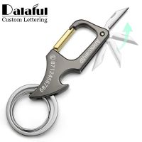 Mini Knife Keychain Foldable Personalized Lettering Multi-Functional Bottle Opener Car Key Holder Chain Mens Keyring K412