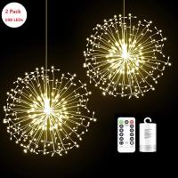 ZZOOI Hanging Starburst Fireworks Lights  198 LED Fireworks Starburst Dandelion Fairy Lights Battery Operated String Light  2/ 1 Pack