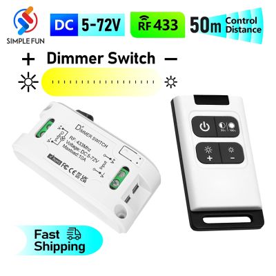 ✸☬✚ RF 433Mhz Wireless Remote Control Dimmer Light Switch DC 5V 6V 12V 24V 36V 72V Mini Receiver for Light LED Brightness Adjustment