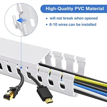 Cable Raceway Kit, Stageek Cable Management System Open Slot Wiring Raceway  Duct with Cover, On-Wall Concealer Organizer to Hide Wires Cords for TVs