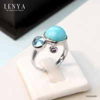 Lenya Jewelry แหวนเงินแท้ 925 ประดับอัญมณีแท้ เม็ดโต ดีไซน์สุดคลาสิค เหมาะสำหรับสวมใส่กับเสื้อผ้าทุกชุดทุกสไตล์