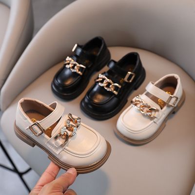 Girls Casual Leather Shoes Autumn New Kids Square Mouth Fashion British Style Girl Single Shoes Shining Diamond Princess Shoes