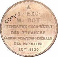 【Big savings】 หลุยส์ XVIII Essai เหรียญ5 Francs 1820 Medallic Antoine Roy ทองแดงแดง