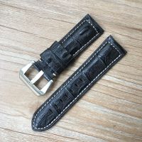 22mm 26mm  Blue Black Brown Crocodile pattern Leather Watchband Replace Panerai PAM Big Pilot Military Watch Strap Braceletby Hs2023