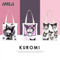 กระเป๋าเด็ก AMILA การ์ตูนน่ารัก Kuromi อบเชยสุนัขกระเป๋าผ้าใบพอร์ทัลนักเรียน Tas Berkas A4