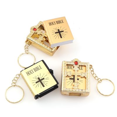 1pc English Version Mini Religious Christian HOLY Bible Keychain Key Chain Key Ring Key Holder Women Bag Charm Gift Souvenirs Key Chains