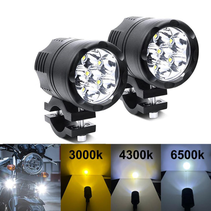 สปอตไลท์รถจักรยานยนต์-led-ไฟหน้าสีเหลืองสีขาว3000k-6000k-เสริม-faro-led-moto-assemblies-โคมไฟ12v-24v-driving-fog-light