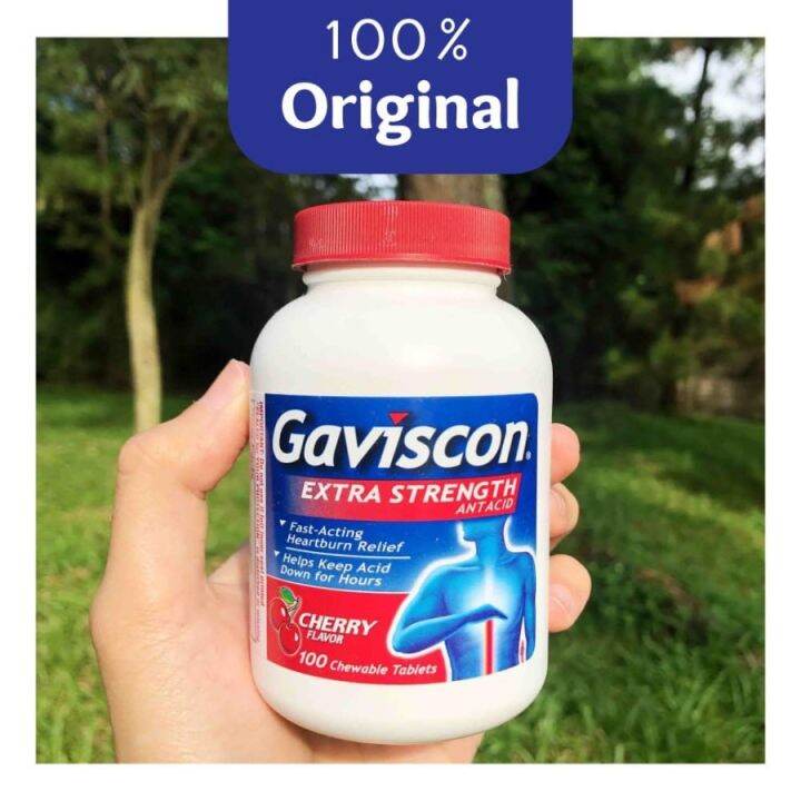 Gaviscon Extra Strength Cherry for Heartburn - 100 Chewable Tablets ...