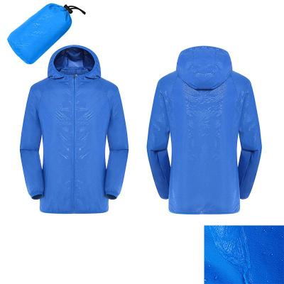 เสื้อแจ็คเก็ตป้องกันรังสียูวีกันน้ำสำหรับสุภาพสตรีผู้ชายผู้หญิงสีฟ้าเสื้อโค๊ตแนวสปอร์ตกลางแจ้ง