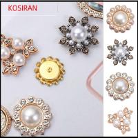 KONSIRAN 10PCS ตัดเย็บเสื้อผ้า เครื่องประดับหมวก คริสตัล รูปดอกไม้ ปุ่ม Rhinestone กระดุมมุก เครื่องประดับศีรษะ กิ๊บติดผมไข่มุก