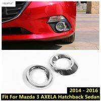 “{》} ชุดฝาปั้นแหวนไฟตัดหมอกหน้าโครเมี่ยมสำหรับ Mazda 3 AXELA ซีดานแฮชแบค2014 2015 2016