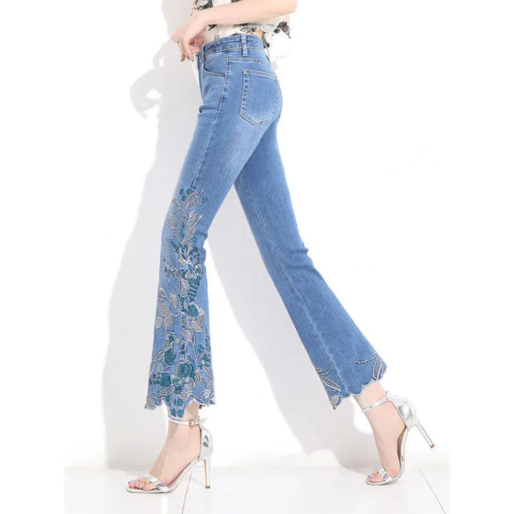 ethnic-embroidery-slightly-flared-jeans-ladies-new-high-waist-look-taller-slimming-ankle-length-bell-bottomsth