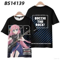 Cool โมเดลการ์ตูนอนิเมะ Bocchi The Rock! เสื้อยืดแขนสั้นลําลอง พิมพ์ลาย Gotou Hitori 3 มิติ ทรงหลวม แฟชั่นสําหรับผู้ชาย และผู้หญิง