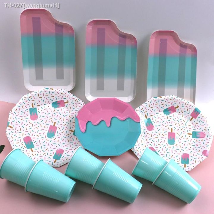 ice-cream-cartoon-summer-party-balloon-set-disposable-tableware-paper-plates-cups-carnival-decor-baby-shower-birthday-supplies