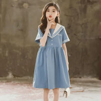 2022 new japan senior Summer New retro Girls long Dress Cotton Sailor Collar Teens Casual JK Dress Baby Clothes Toddler 12 year  by Hs2023