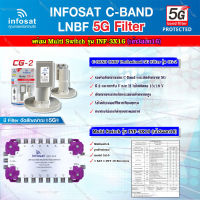 infosat LNB C-Band 5G 2จุด รุ่น CG-2 + INFOSAT Multi Switch รุ่น INF-3X16 มัลติสวิทซ์ (เข้า3ออก16)