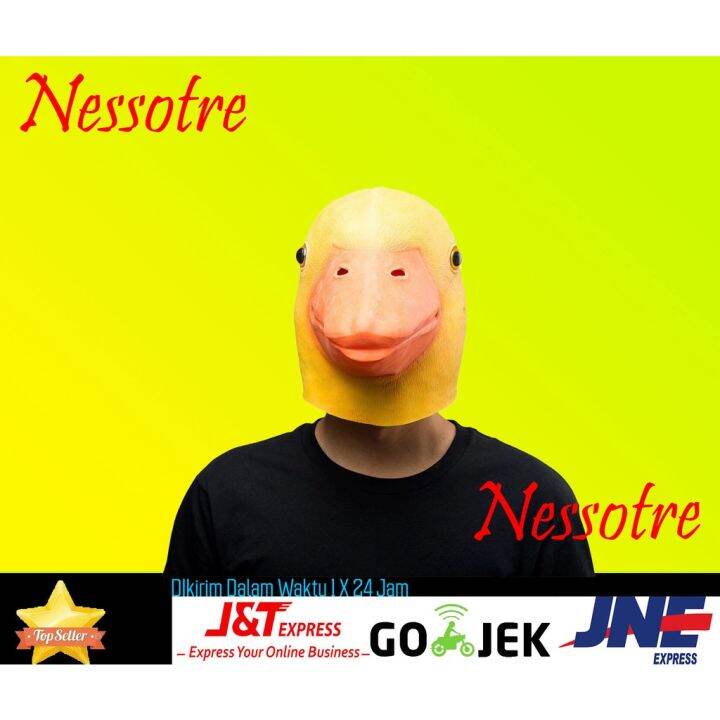 Topeng Bentuk Kepala Bebek Angsa Warna Kuning Bahan Latex Untuk Pesta