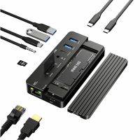 ACASIS 10-in-1 Hub USB C Hard Drive M.2 SSD Enclosure  USB-C Gen2 10Gbps PCIe SSD Case M2 SATA NVME NGFF 5Gbps SSD Enclosure with 4K HDMI, SD/TF Reader Compatible for Windows/MacBook Pro/iPad Pro (CM073）