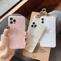 เคสโทรศัพท์หินอ่อนลายกากเพชรในฝันสำหรับ iPhone 13 Pro 12 11 Pro Max XR XS Max 15 14 Plus ลายหอยสังข์นุ่มปลอกซิลิโคน IMD